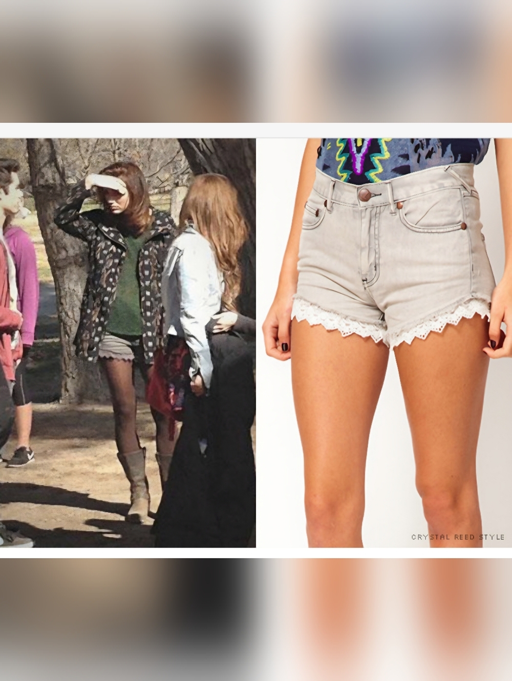 Free People Good Vibes Lace Hem Denim Shorts